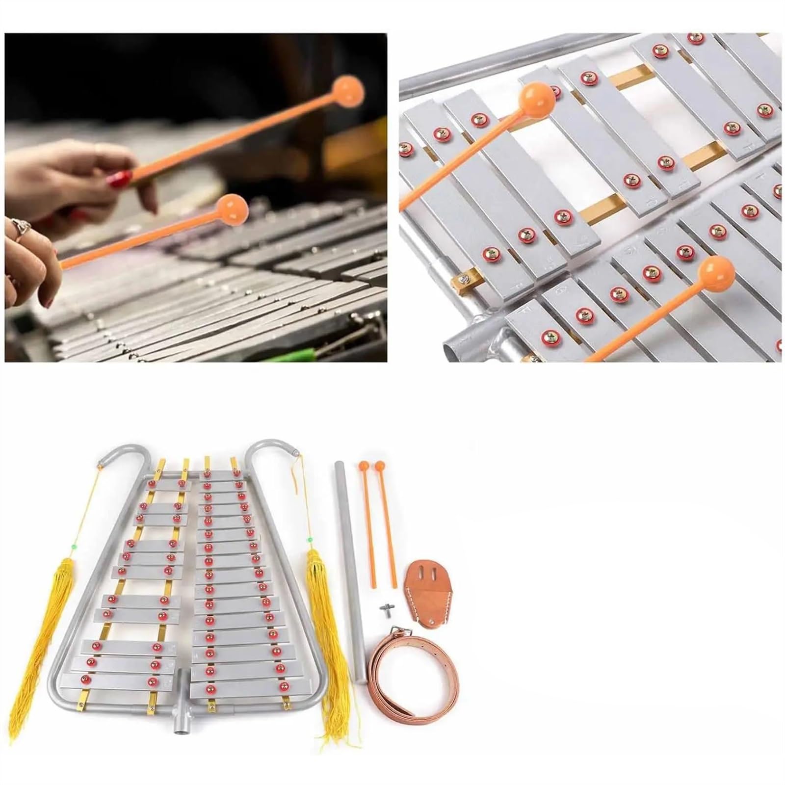Piezas del Kit de instrumentos de percusión duraderas de aleación de aluminio Glockenspiel de 27 notas Kit De Glockenspiel Profesional