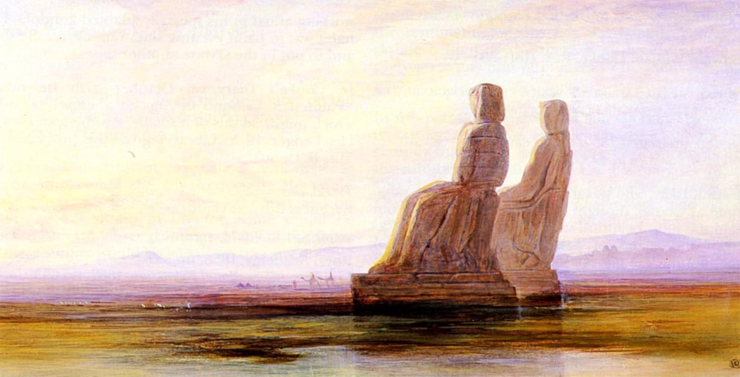 ARTXLXXBN Famous Prints Artwork Pictures Poster Painting Art the Plain of Thebes with Two Colossi by Edward Artwork Landscape Pictures for Home Decor 60x90cm