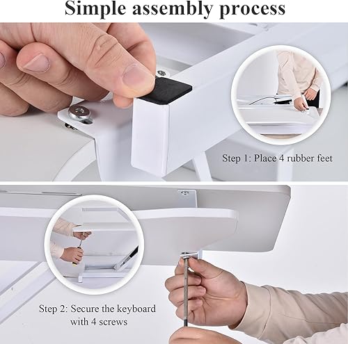 Vista 7 de Convertidor de escritorio de pie ajustable de 38 pulgadas, monitor doble y elevador para laptop con bandeja ancha para teclado, estación de trabajo