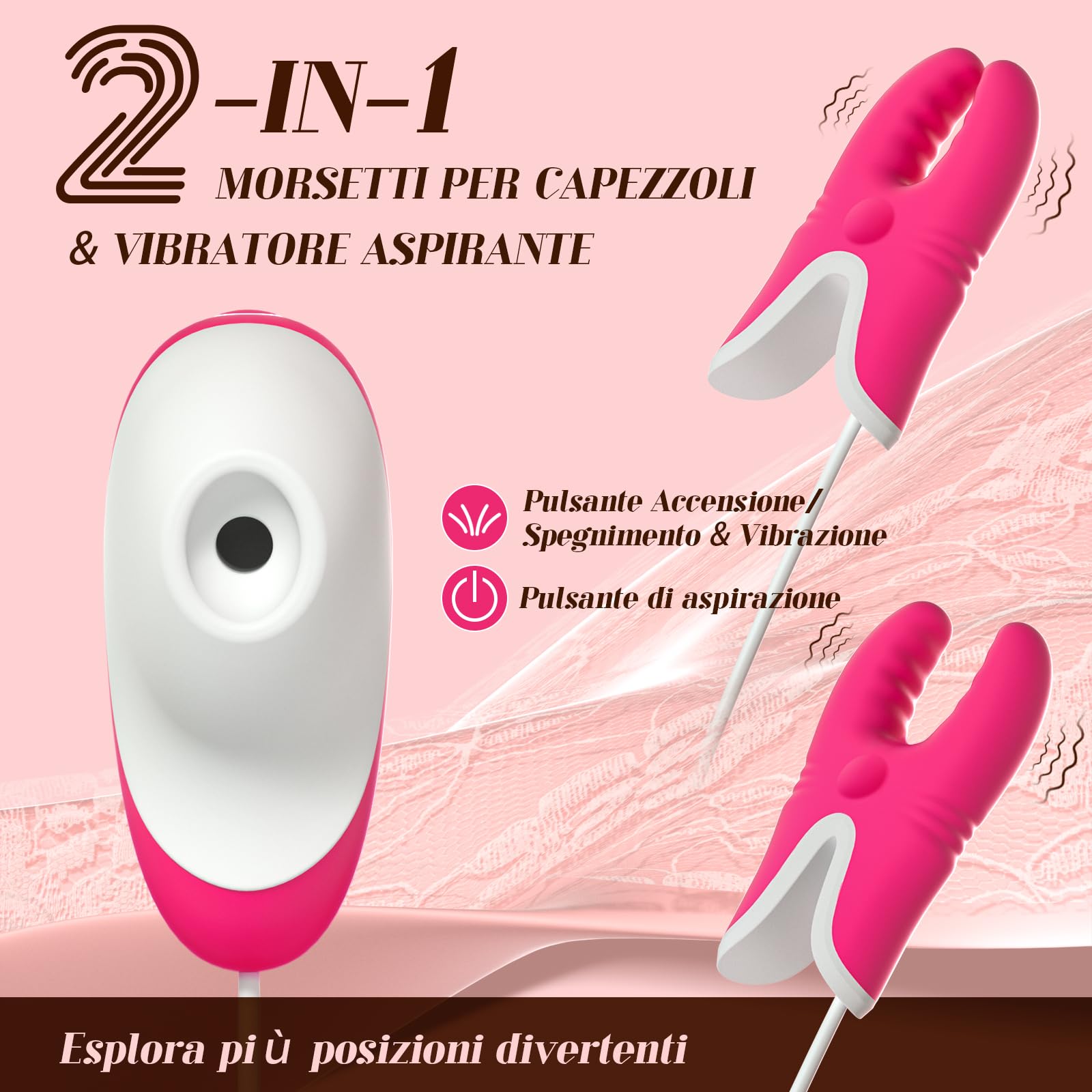 Pinze per Capezzoli Vibratore Giochi Erotiici per Coppie - Sexytoysys Vibratoreper Donna Professionale Sex Toys Succhia Stimolatore Clitoride Femminile, Vibratori Bdsm Toy Sessuali per Adulti Sexy