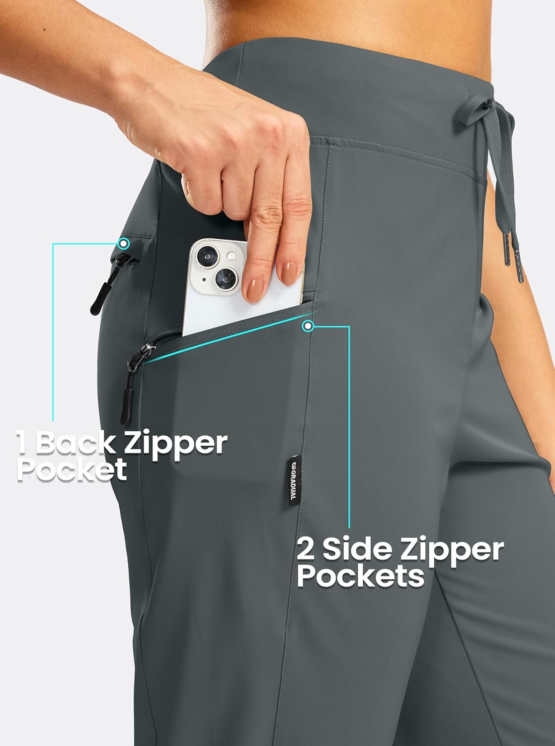 G GRADUAL Women's Capri Pants with 3 Zipper Pockets Lightweight Quick Dry Hiking Travel Capris Pants for Women Casual Summer - Image 4