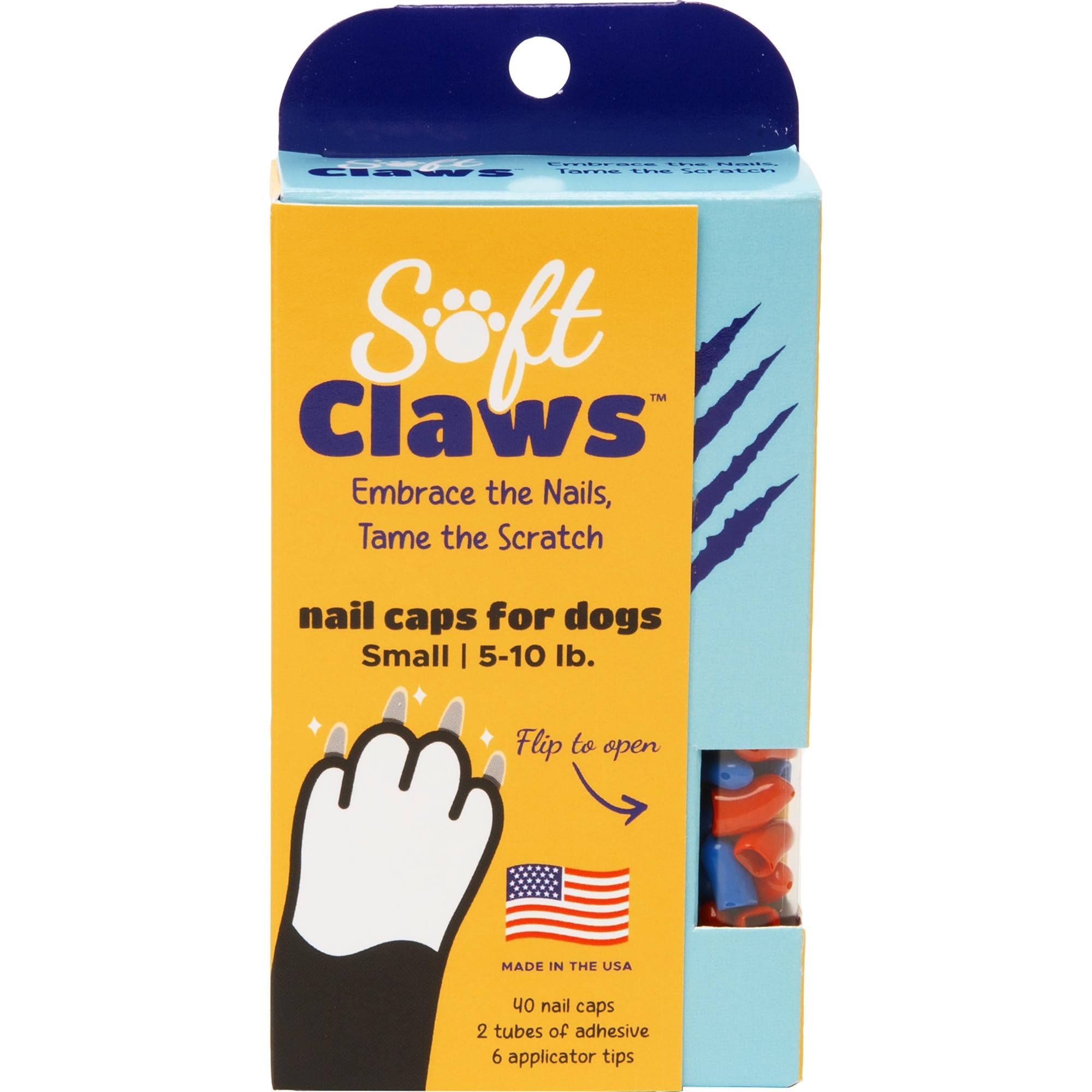 Soft Claws Dog Nail Caps, 40 Caps, Small, Red and Blue