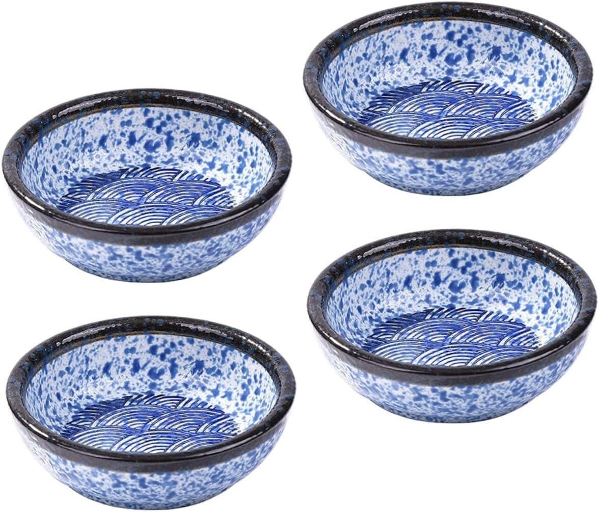 Keramik-Dipschüsseln, 12 Stück, japanische Keramik-Sojasaucenschüssel, japanische Teller, blauer Anzug, blaue Teller, Sushi-Gericht, Ketchup-Schalen, Sojasaucen-Schalen, Keramikgericht, Gewürzteller,
