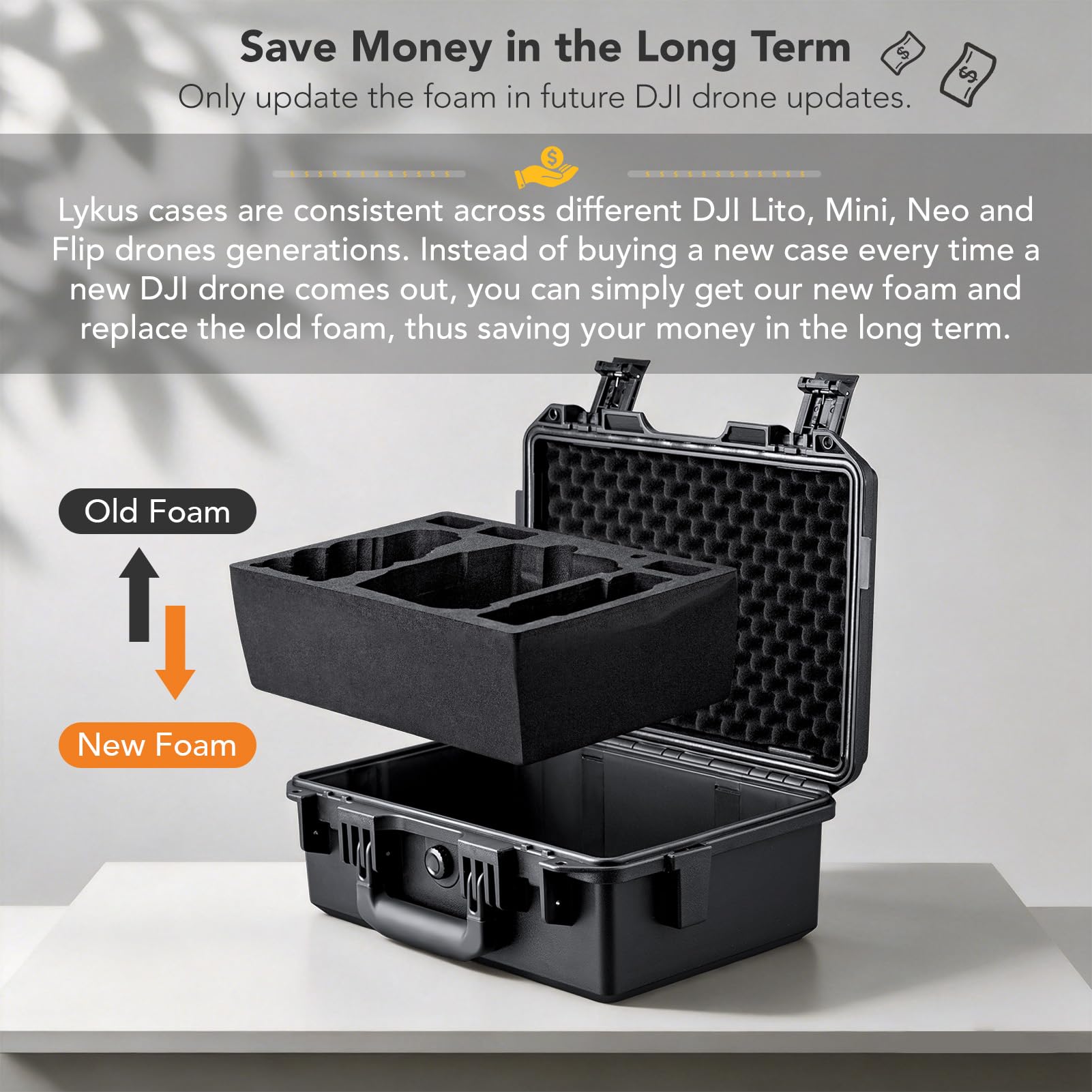Lykus Titan LT110 Étui Étanche pour DJI Lito 1/X1 et RC2/RC-N3 | VALISE UNIQUEMENT,Compatible Fly More Combo,Jusqu'à 7 Batteries,Sangle RC,IP67 Étanche,Bandoulière Incluse