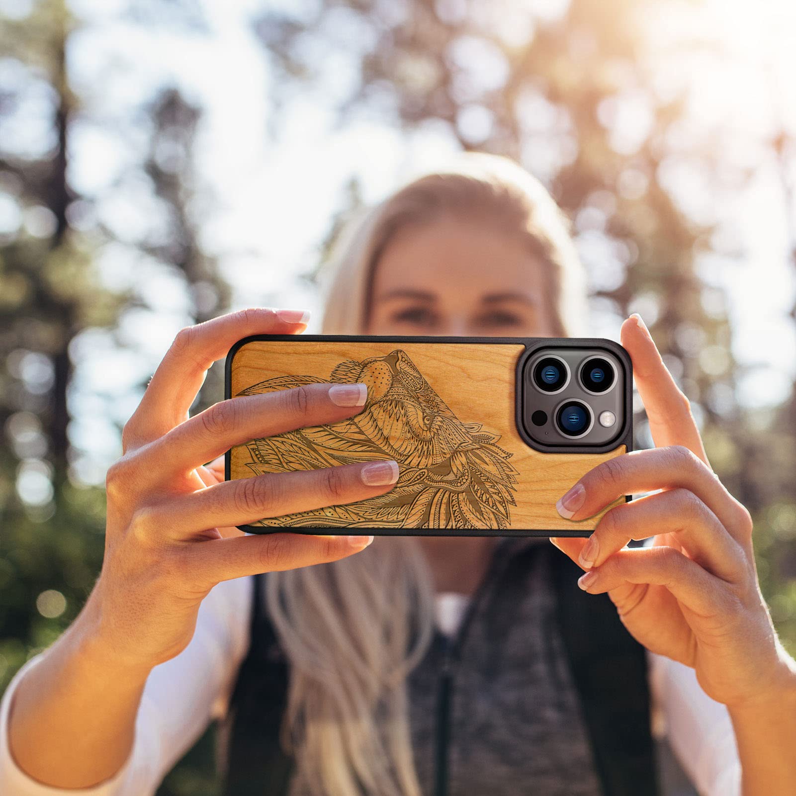 Carveit Magnetic Wood Case For IPhone 14 Plus Case [Natural Wood & Black Soft TPU] Shockproof Protective Cover Unique & Classy Wooden Case Compatible With Magsafe (Vintage Pirate Compass -Walnut