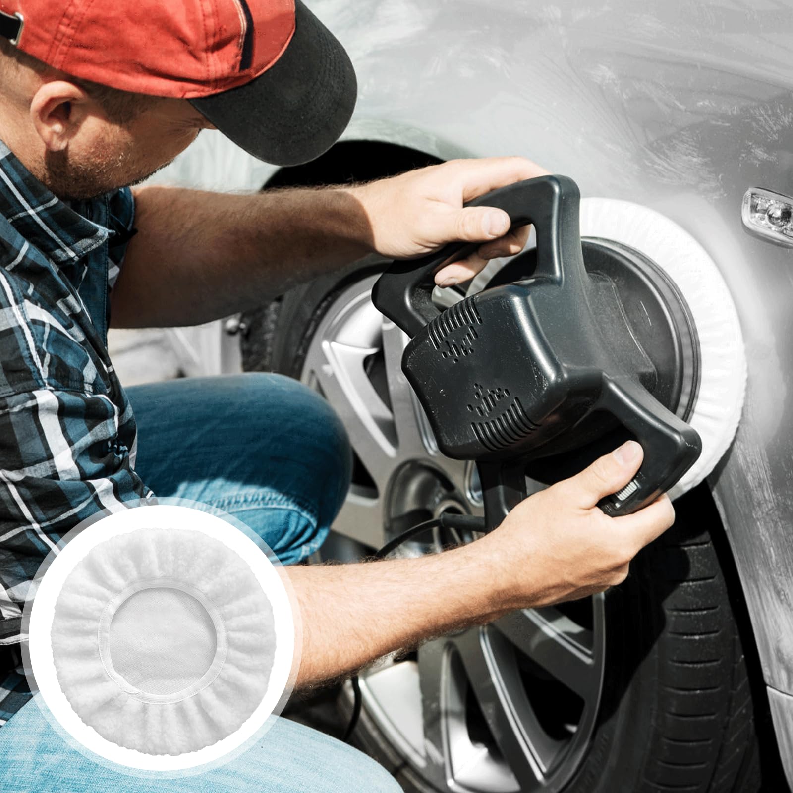 Set di 3 cappe lucidanti in lana d'agnello, per lucidatrici a batteria Einhell CE-CB 18/254 Li, CC-PO 90, per 220 mm - 250 mm per la cura della vernice dell'auto, lucidatura metallica e finitura del