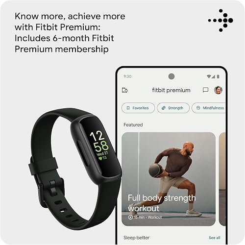 Google Fitbit Inspire 3 Activity Tracker with 6-months Premium Membership Included, up to 10 days battery life and Daily Readiness Score, Black/Midnight Zen - 9