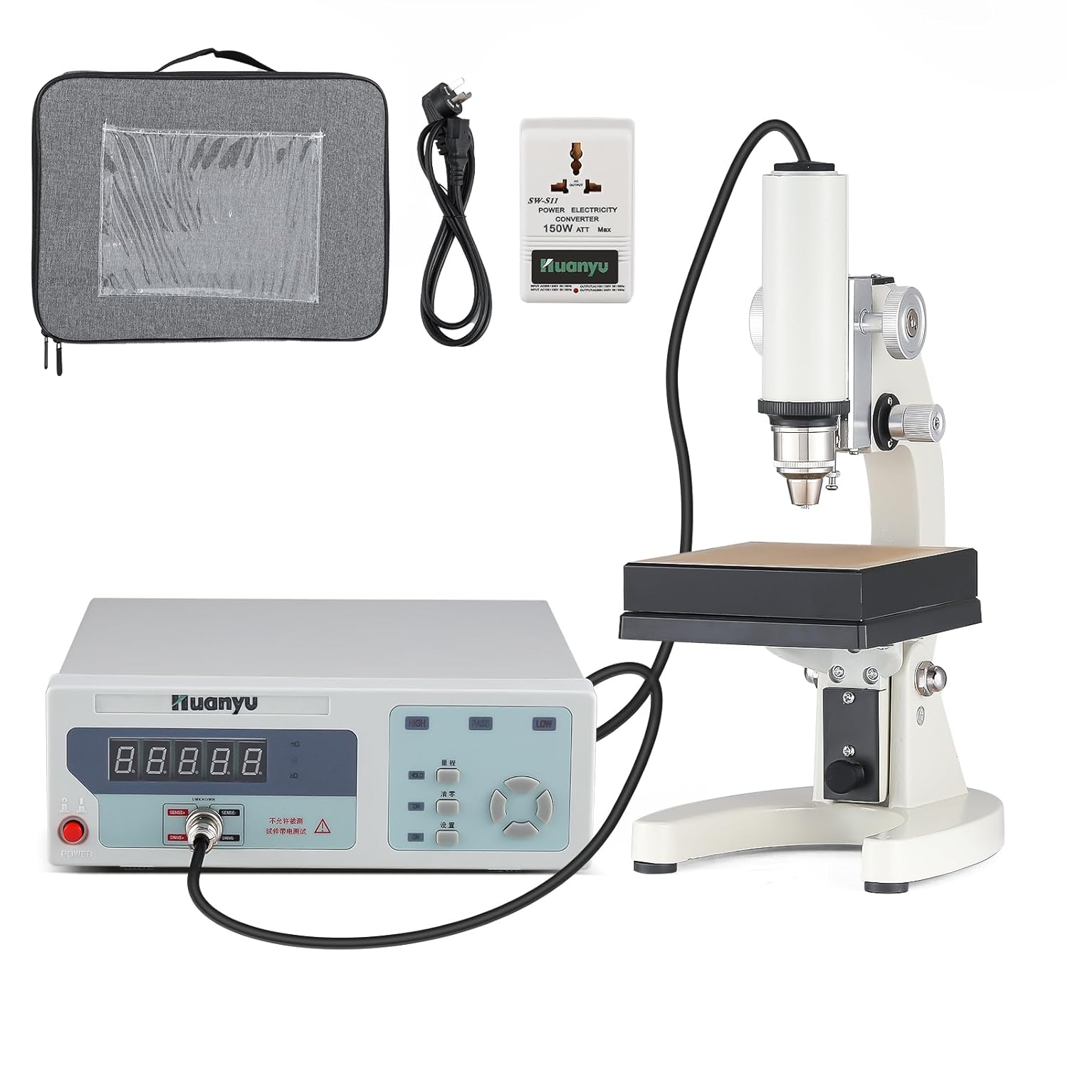 Huanyu Four-Point Probe Resistance Tester (DC) Test Sheet Resistance Resistivity of Uniform Rigid Conductive Semiconductor Film ITO FTO AZO Conductive Glass Sheet Metal (DC 220V With 110V Transformer)