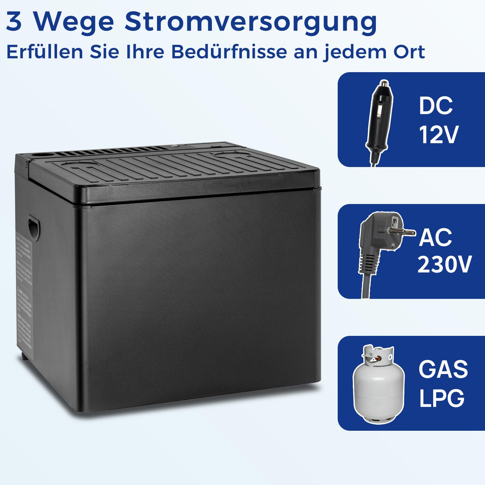 Smad Gas Kühlschrank 40L, Kühlschrank Gas 12V 230V, camping kühlbox, Nach Oben Öffnende Tür, Automatisches Abtauen, für Camping, Zuhause, Wohnwagen, Garage, Gite, Wohnmobil