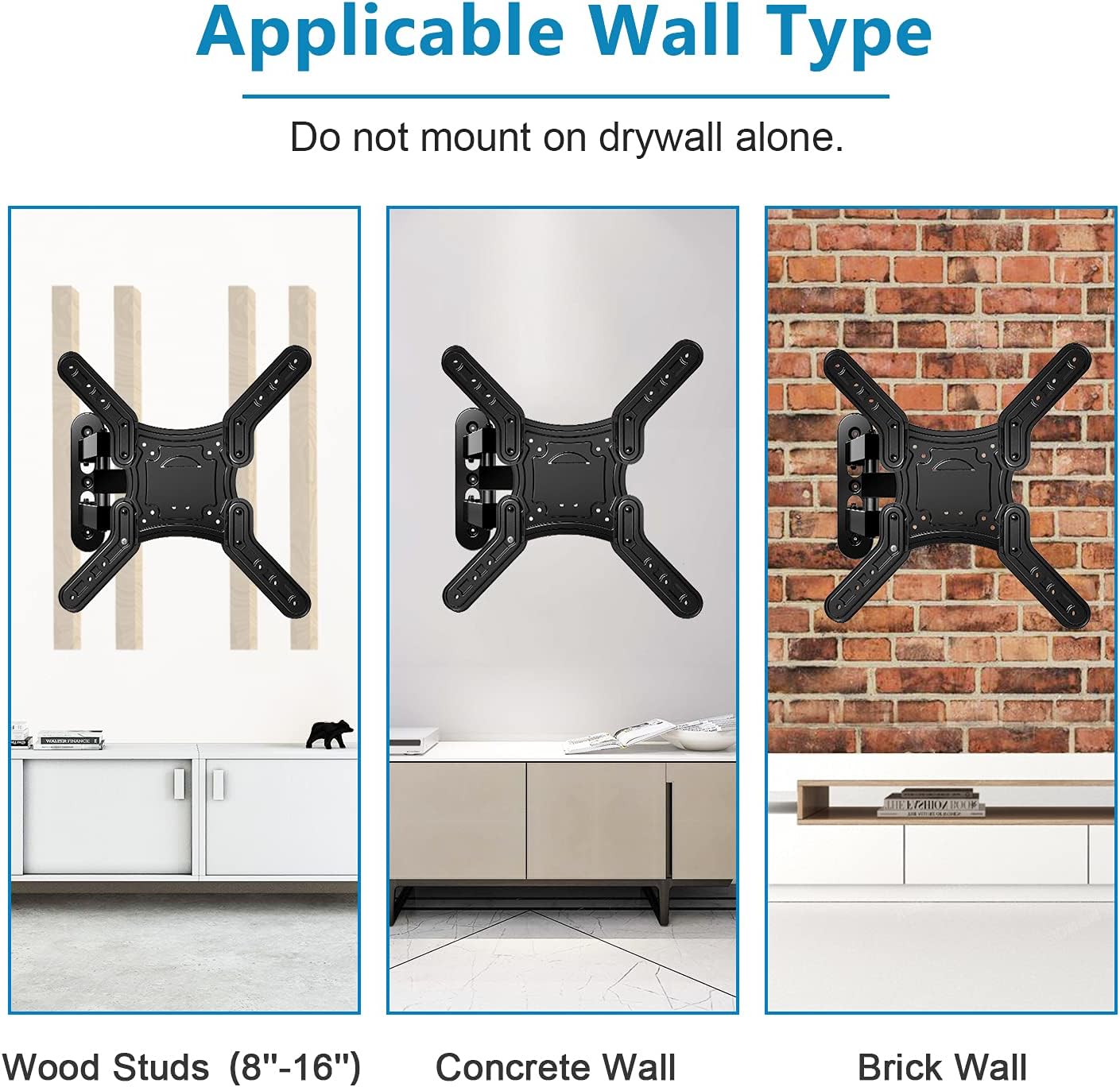 TV Mount Full Motion TV Wall Mount Bracket Articulating Arms Swivels Tilts Extension Rotation for Most 28-59 Inch LED LCD Flat & Curved Screen TVs,Max VESA 400x400mm, 79 lbs