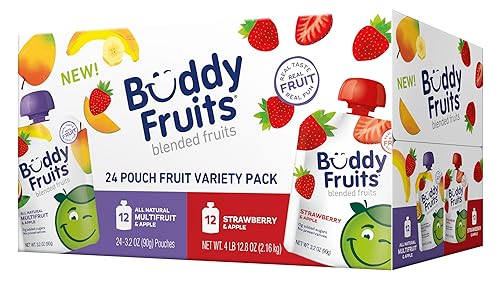 Miniatura 63 de Buddy Fruits Snacks To Go Puré de manzana sin azúcar de mango sin azúcar, bolsa de 3.2 onzas (18 unidades) sin gluten, frutos secos, conservantes
