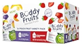 Buddy Fruits Pure Blended Fruit Snack To Go Variety Pack, Multifruit & Strawberry Applesauce 3.2oz (Pack of 24) | 100% Real Fruit | No Sugar, Non GMO, Vegan, Gluten Free, No Preservatives, BPA Free, Certified Kosher