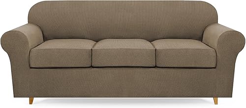 Lamberia Funda de sofá de alta elasticidad para sofá de 2 cojines, funda de sofá biplaza de 3 piezas, gruesa y lavable, funda de sofá jacquard de