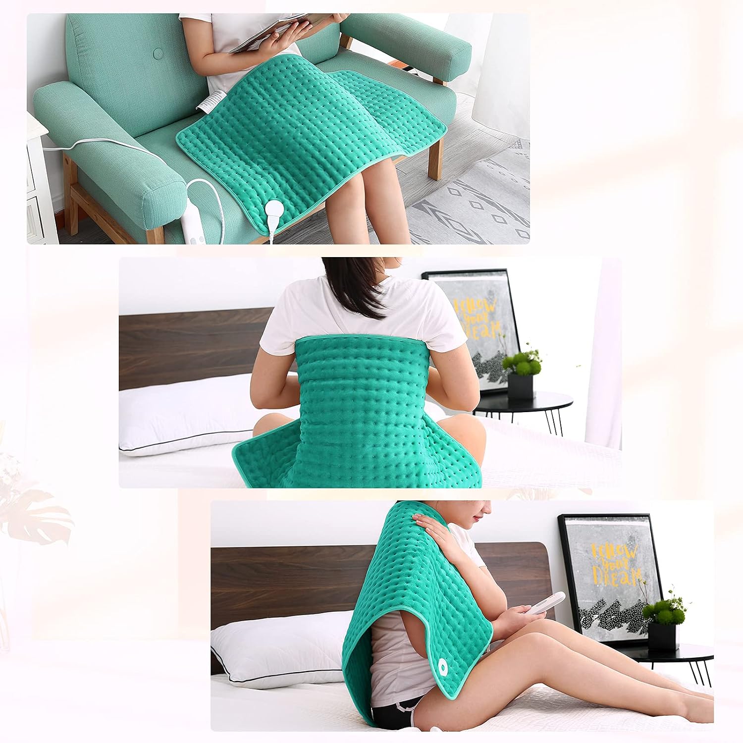 Heating Pads for Back Pain,18"x33" Large Electric Heating Pads with Auto Shut Off,6 Temperature Settings, Fast Heating for Neck Back Shoulder