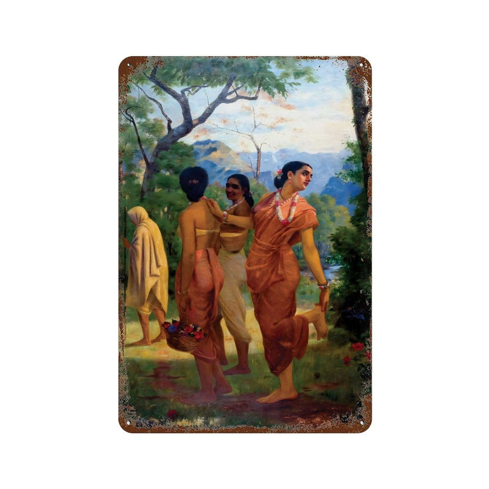xiaoxiaoshen Raja Ravi Varma (7) Wall Decor Art Metal Tin Poster Modern Home Decor Art Home Bar Shop Decorations Vintage Sign 30x20cm