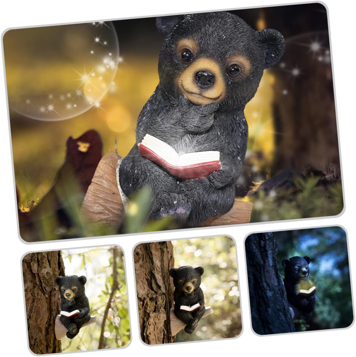 ORFOFE Garden Bear Sculpture Solar Light Creative Bear Statue Outdoor Lamp for Lawn Garden Decor Resin Craft Solar Panel Illuminates at Night Compact