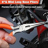 Vista 3 de ValueMax 6-Piece Pliers Set, Includes 6 Inch& 4-3/4 Inch Long Nose, 6 & 4-1/4 Inch Diagonal, 6" Slip Joint, 8" Groove Joint Pliers, Dipped Handle