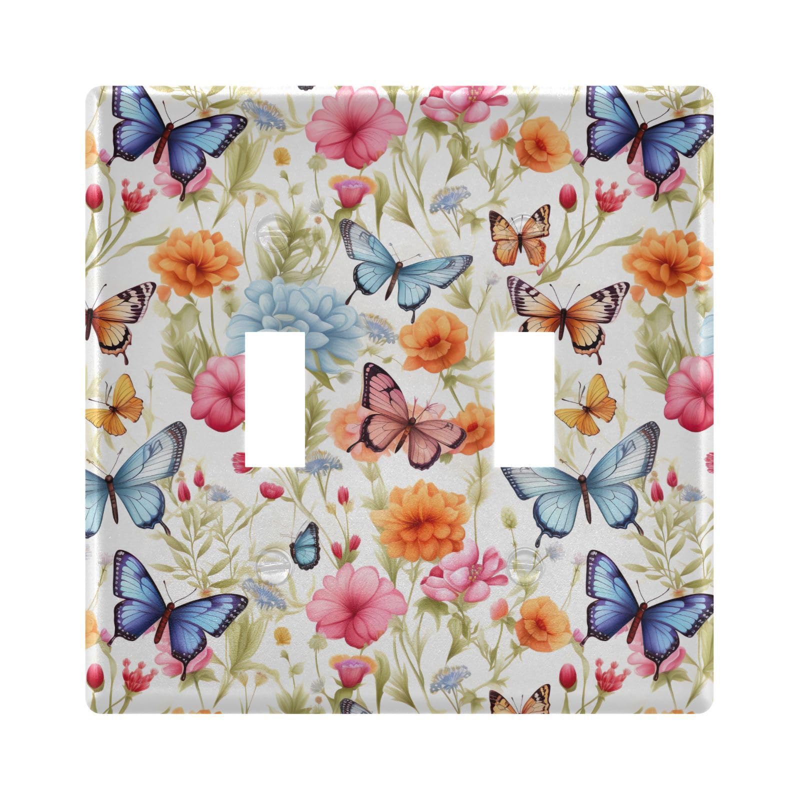UMIRIKO Butterfly Rose Floewr Spring Light Switch Cover Plate Covers Decorative Double Toggle Home Decor 202b3304