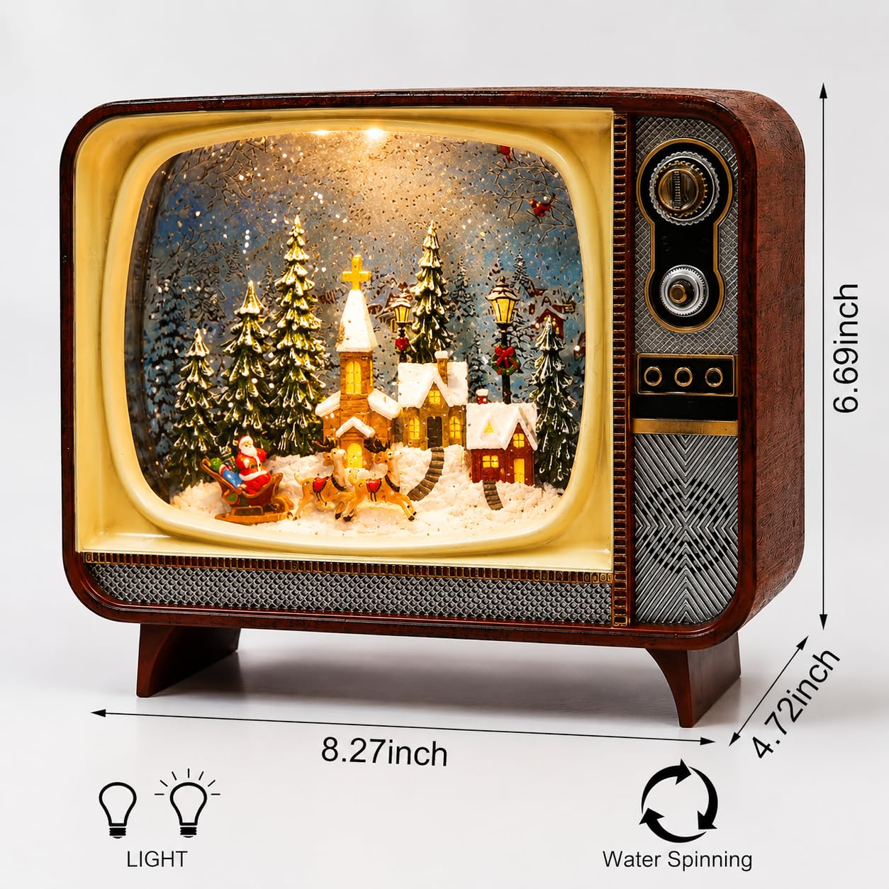 LED acrilico & Water Spinning Retro TV BO, si illumina, 3AA batterie non incluse