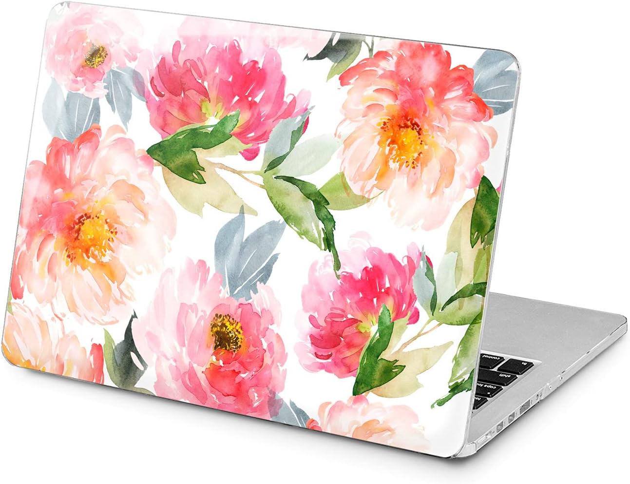 Hard Case Compatible for MacBook Pro 16 14 M3 M2 2023 M1 Pro 13 2022 Air 13 2021 Retina 2020 Mac 11 12 Nature Flowers Laptop Protective Watercolor Design Girl Peonies Print Pink Cover Cute