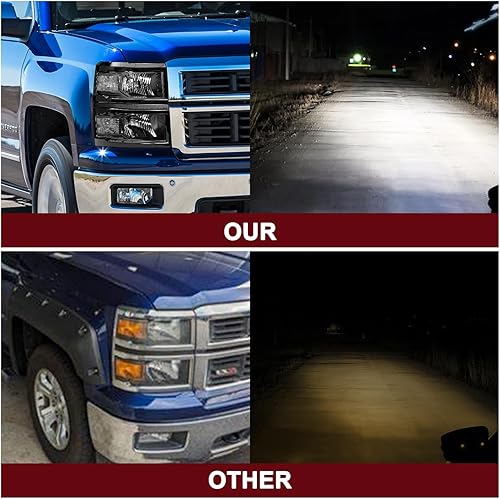 Miniatura 6 de JSBOYAT Conjunto de faros delanteros halógenos de repuesto para Chevy Silverado 1500 2014 2015, camioneta estilo equipo original, par del lado del