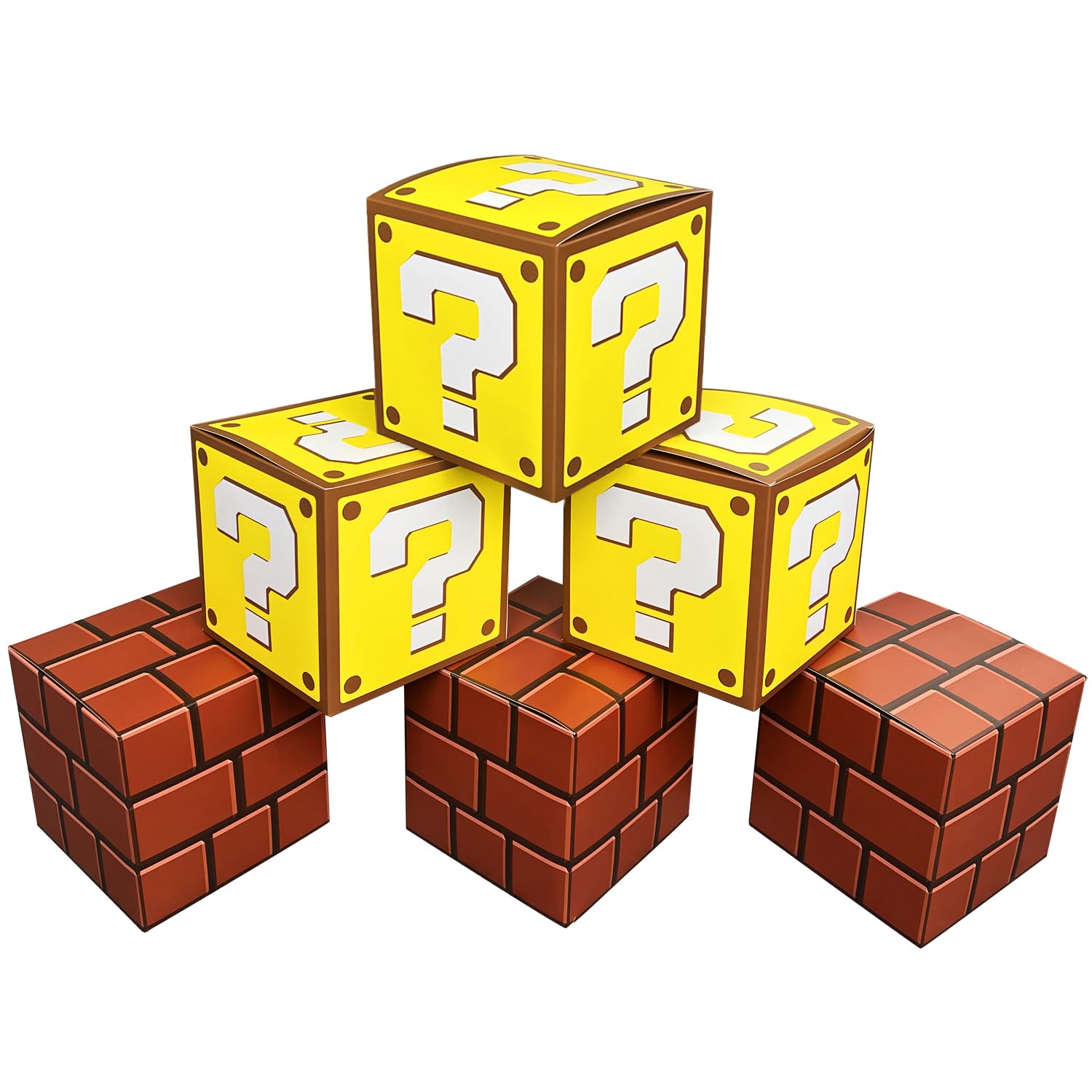 6 Pcs Question and Brick Party Boxes for Gaming Birthday Decorations