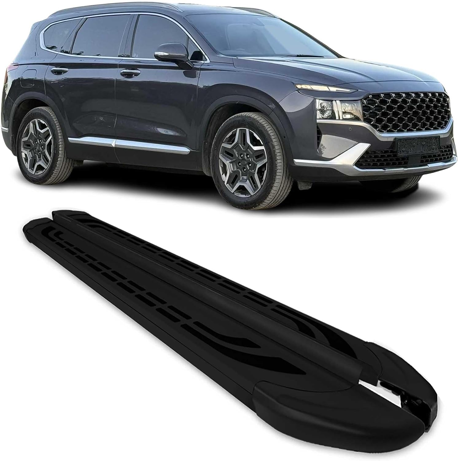 OMAC Side Steps for Hyundai Santa Fe 2019-2023, Running Boards, Aluminum, Black, 2 Pcs