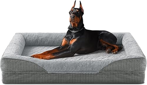 Miniatura 11 de INVENHO - Cama ortopédica para perros de tamaño mediano, sofá de espuma viscoelástica con diseño de huevera y funda extraíble lavable, forro