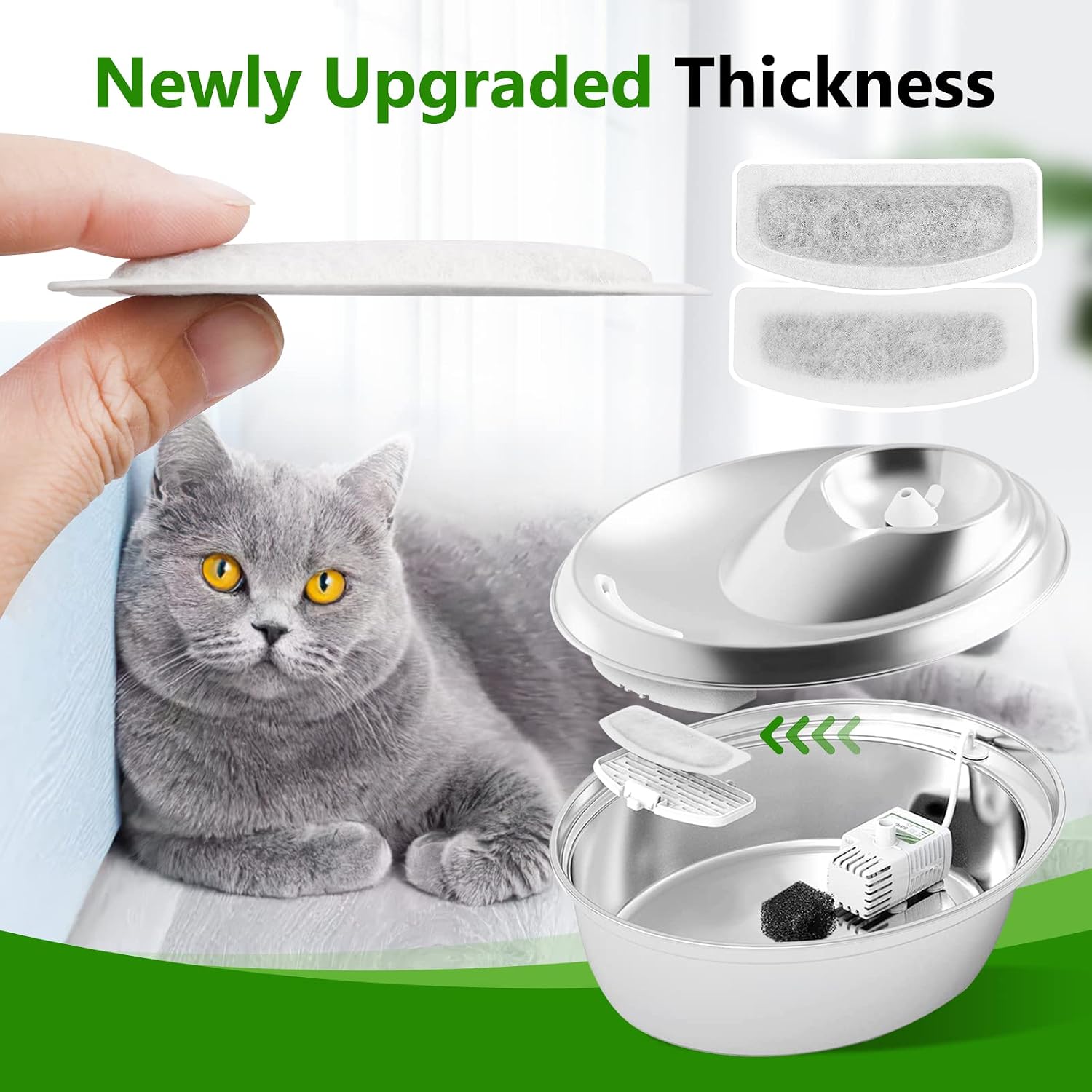 Cat Water Fountain Filter, 12 Pcs Cat Fountains Filters Compatible with ORSDA D30 67oz/2L Pet Water Fountains, 3 Triple Filtration System Automatic Pet Dispenser image 4