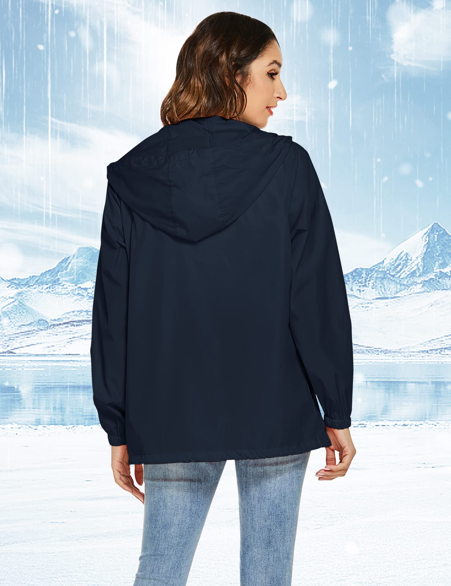 Rapbin Veste de pluie, légère, imperméable, coupe-vent, fine, pliable, pour les voyages et le vélo, pour femme