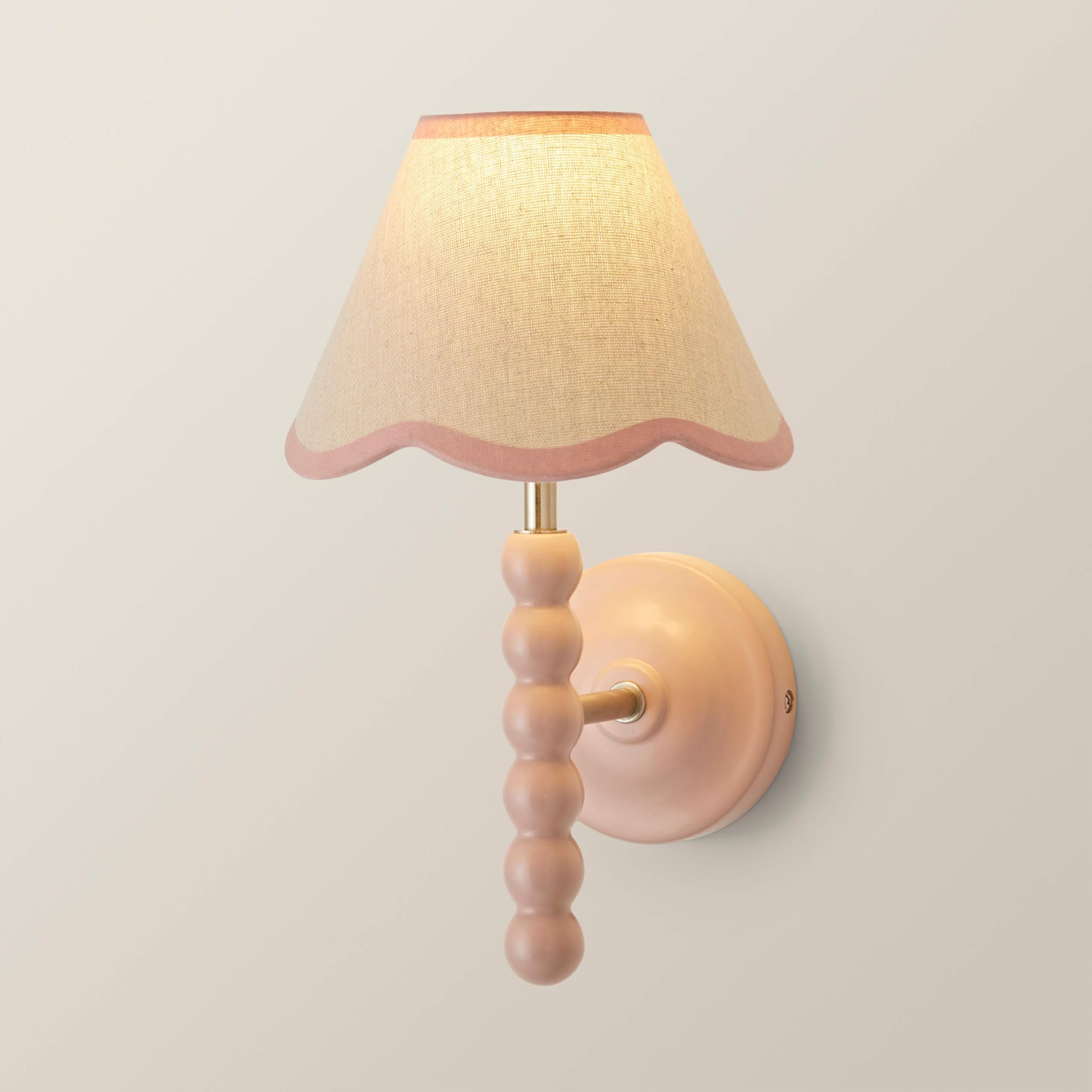 ValueLights | Bobbin Pink Wall Light with Trim Scallop Shade | Wall Lights, Home Décor & Improvement Essential | Mains Wired