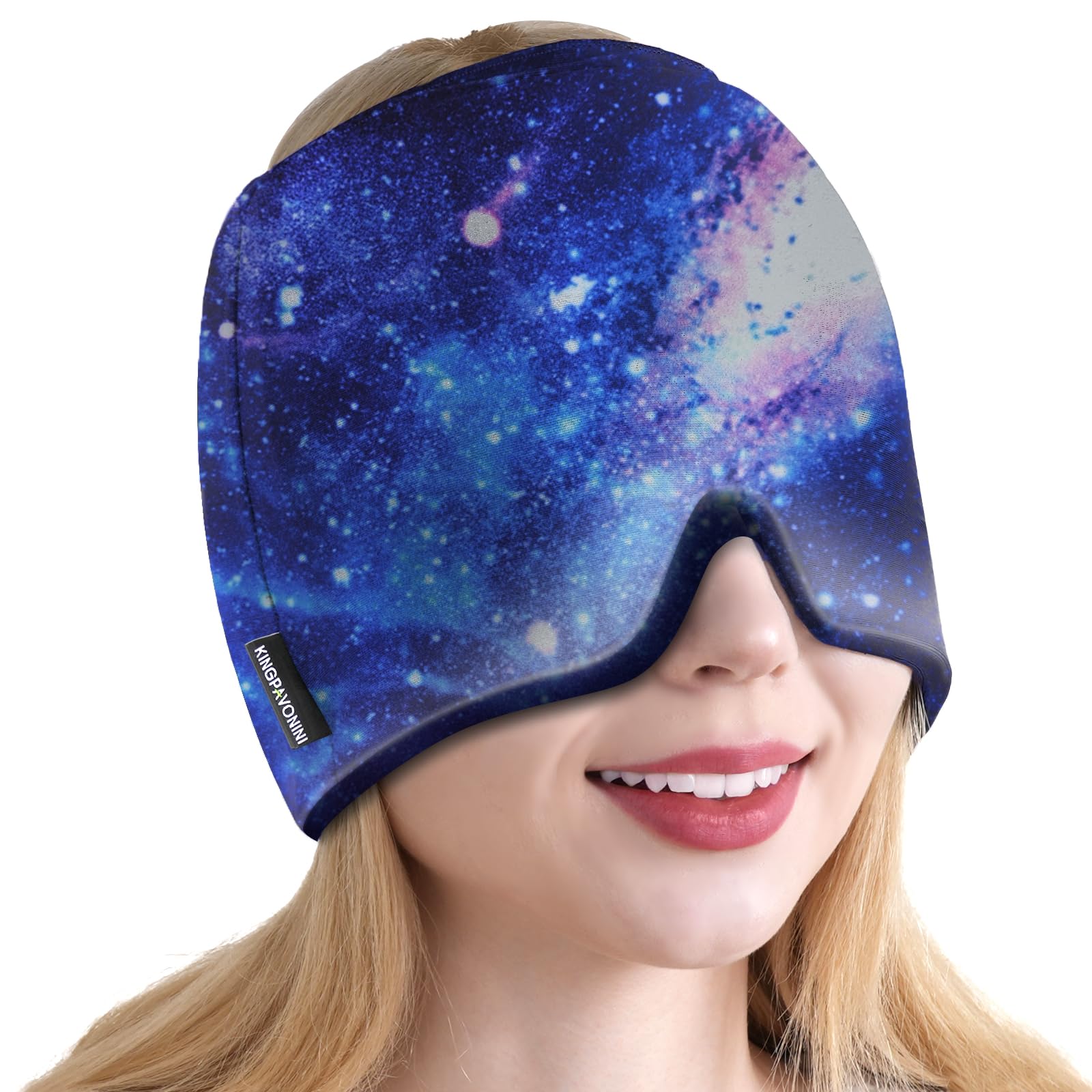 KingPavonini Migraine Relief Cap, Soothing Headache Relief Cap for Long-Lasting Cooling, Hot and Cold Therapy, Odorless Gel Migraine Cap for Tension, Stress, Hangover, Sinus &amp; Puffy Eyes Stars