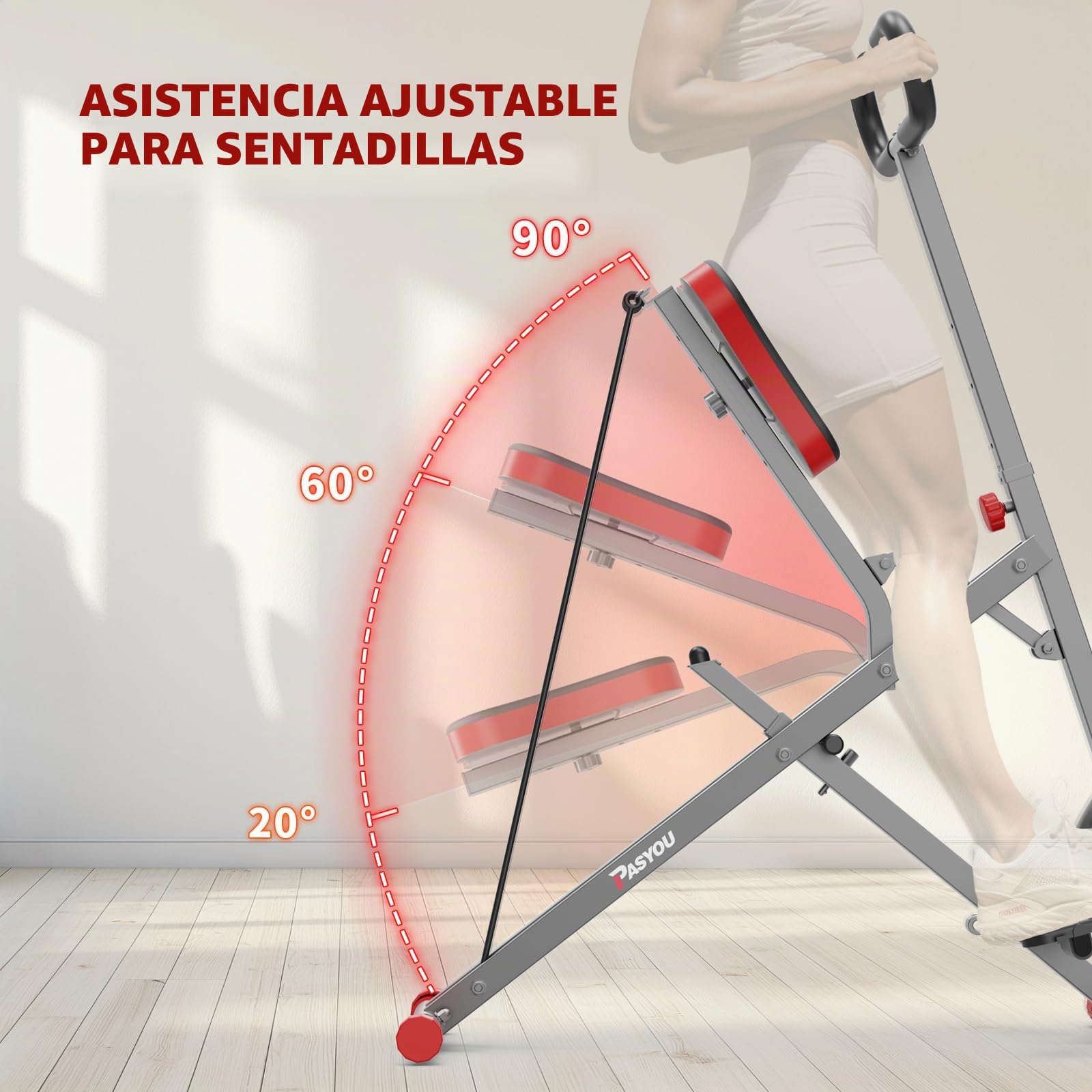 PASYOU Upright Row-N-Ride, Versatile Full-Body Workout Squat Assist Trainer, petorales, glúteos, Abdominales, piernas y Brazos Trainer Machine, máquina de Sentadillas Plegable, Carga Máxima122 KG