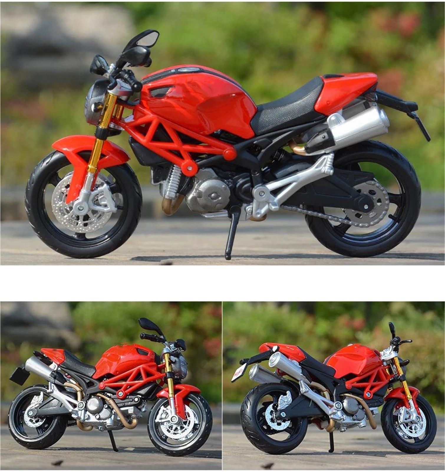 Modelo de Motocicleta Juguetes, Adornos Cumpleaños, Regalos, Escala 1:12, para Ducati Monster 696, Vehículos Fundición A Presión, Coleccionables, Pasatiempos, Modelo Motocicleta(Rosso)
