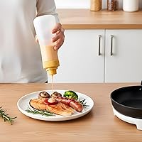 Vista 6 de 2 dispensadores de jarabe para pastel, botellas de salsa de 12 onzas, botella de plástico graduado con tapa de sellado, herramientas reutilizables