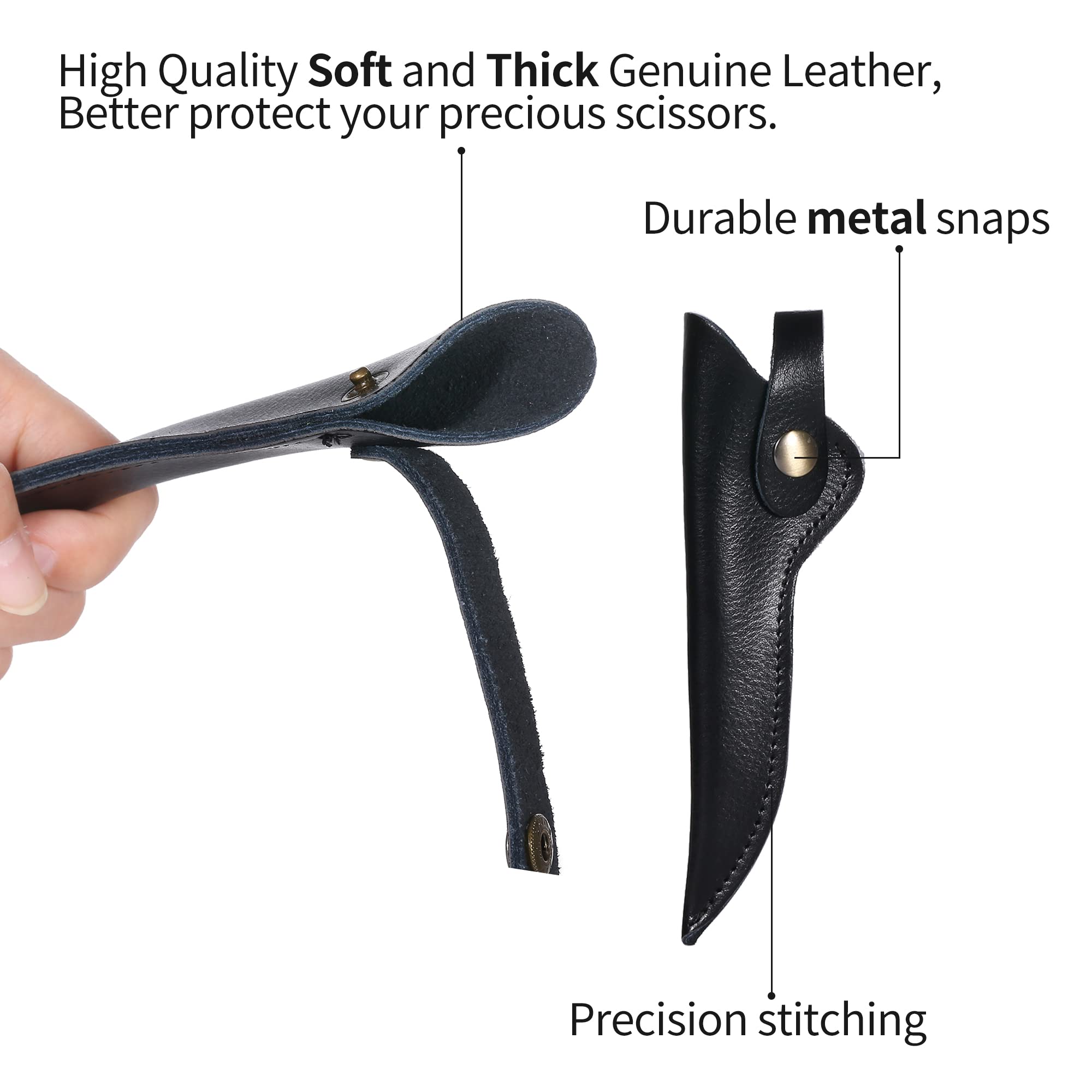 PERFEHAIR Scissor Pouch Holster 2 Pack, Soft Leather Shear Holder Case for Hair Stylist,Barber, Hairdresser Scissors, Black - Image 3