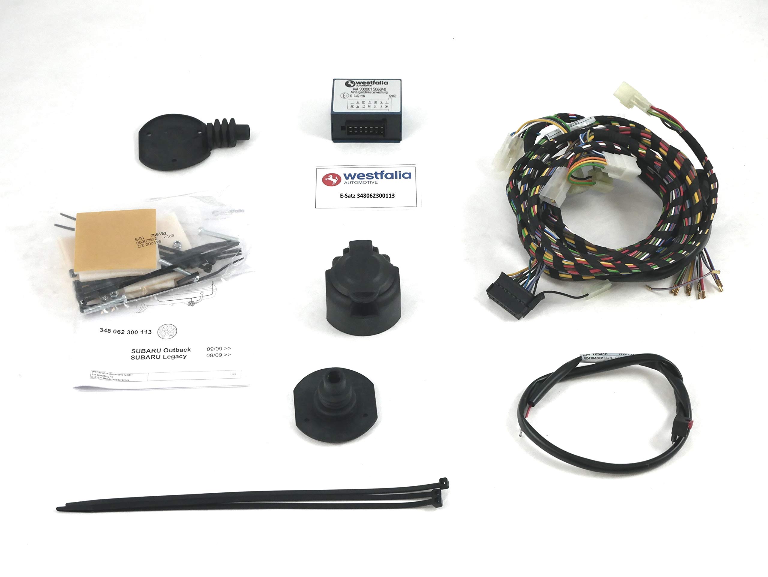 13-pin wiring kit and vehicle-specific for Subaru Outback (from year of manufacture 03/2015), Subaru Legacy (Estate/Outback) (09/2009-12/2014).