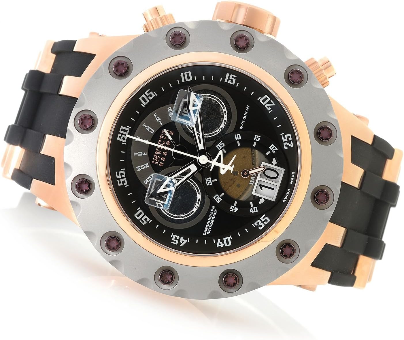 Invicta Men's Subaqua Stainless Steel Swiss-Quartz Watch with Polyurethane Strap, Black, 31 (Model: 18553)