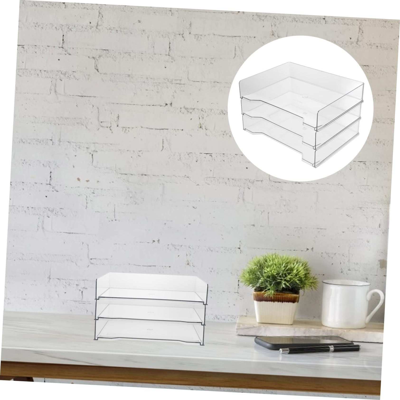 TEHAUX 3pezzi Organizer Da Scrivania in Plastica Portadocumenti Per Ufficio Organizer Per Penne e Cancelleria