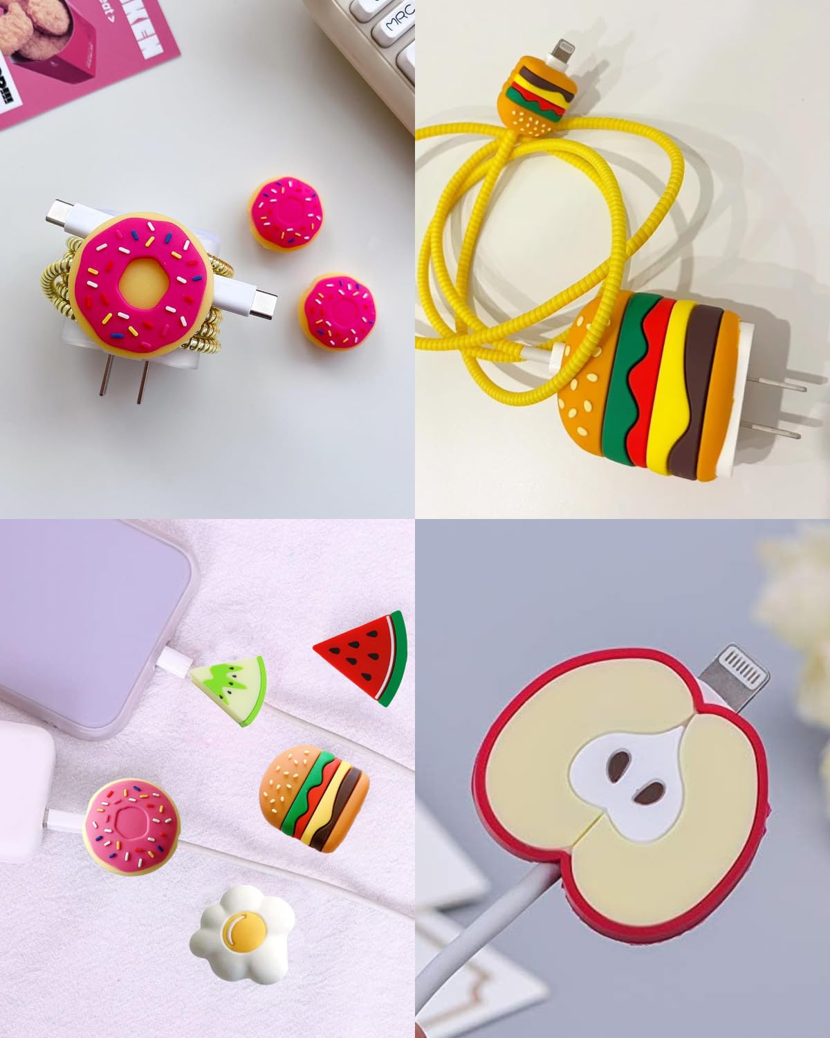 6pcs Cable Protector, Proteggi cavo, Copertura Protettiva per Cavi Dati frutta, Protezione per Cavo per Morso per Cavo, Adatto per la Maggior Parte Delle Linee Dati per Telefono Cellulare
