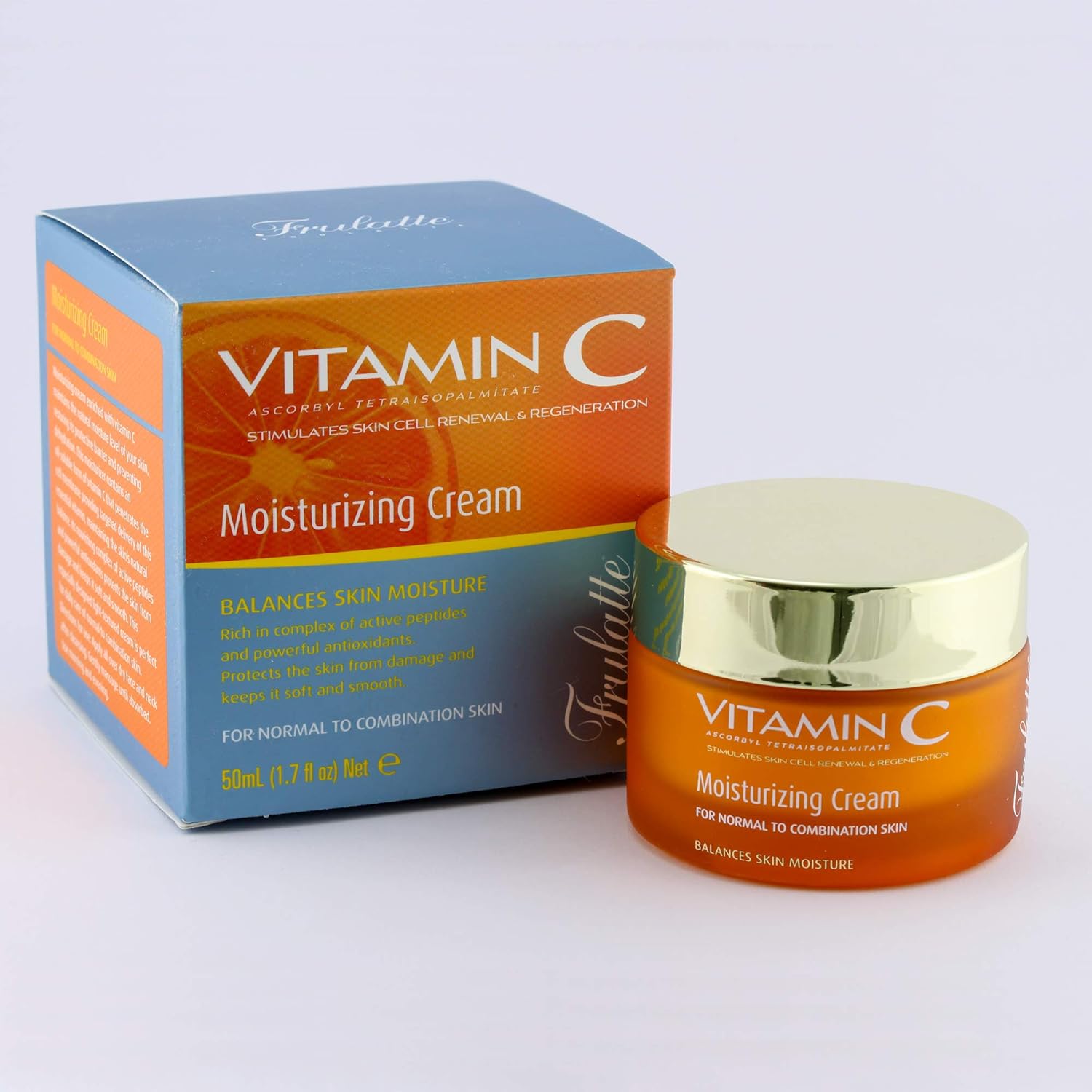 Vitamin C Face Moisturizer Cream with extracts of aloe vera, shea butter, jojoba, green tea and chamomile - Enriched with vitamin E for daily facial hydration - for normal to combination skin