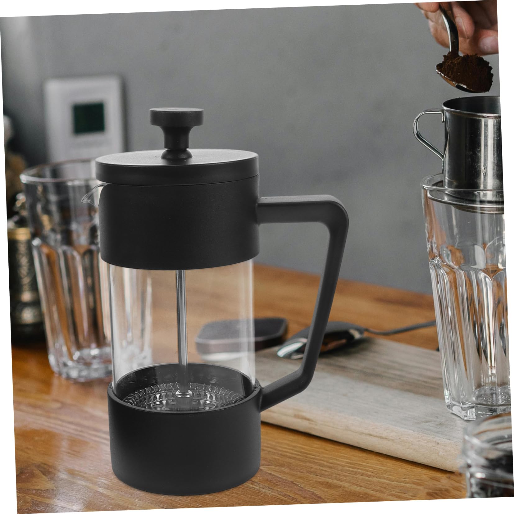 Cafetera de Vidrio Borosilicato Filtro Prensa Francesa para Café Frío para Casa y Camping Elegante y Funcional