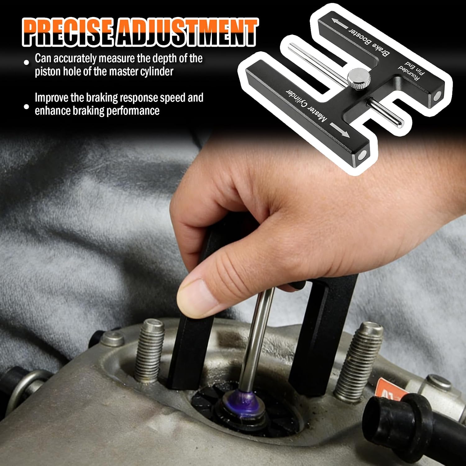Stacool Brake Booster Adjustment Tool with Magnetic,Aluminum Brake Adjustment Tool for Adjusting Braking Distance,Universal Push Rod Brakes Adjustments Tools with Master Cylinder