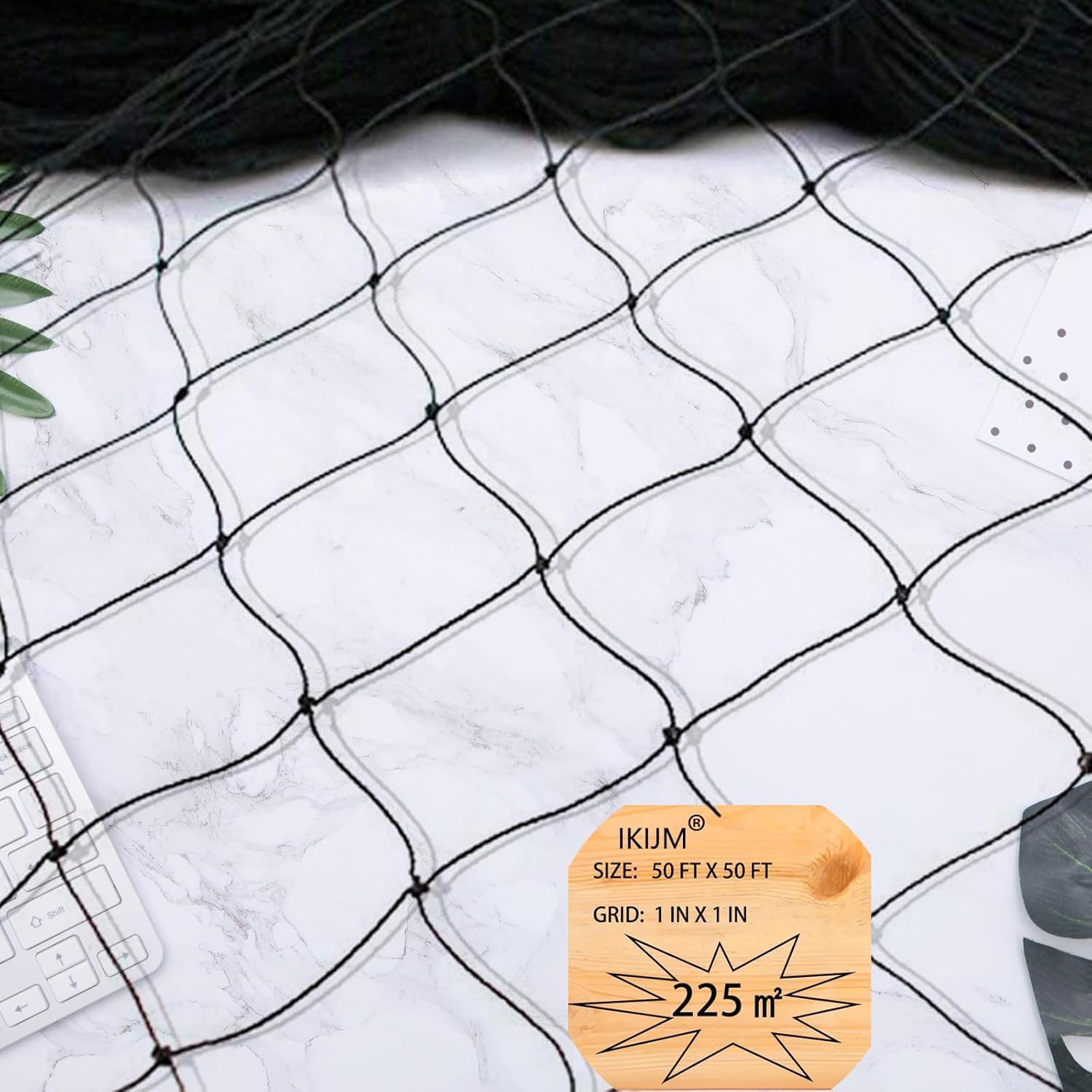 IKIJM Bird Netting for Chicken Coop - Poultry Netting Heavy Duty Mesh Garden Net for Blueberry Bushes Fruit Tree Chicken Coop Roof Hawk Proof (15 x 15 m-2.5 x 2.5 cm)