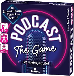 moses. Podcast - The Game, Your Talks, Your Show! - Creative Communication Game for Friends & Families, Conversation Card Game with Over 200 Themes, for 2-8 Players from 14 Years