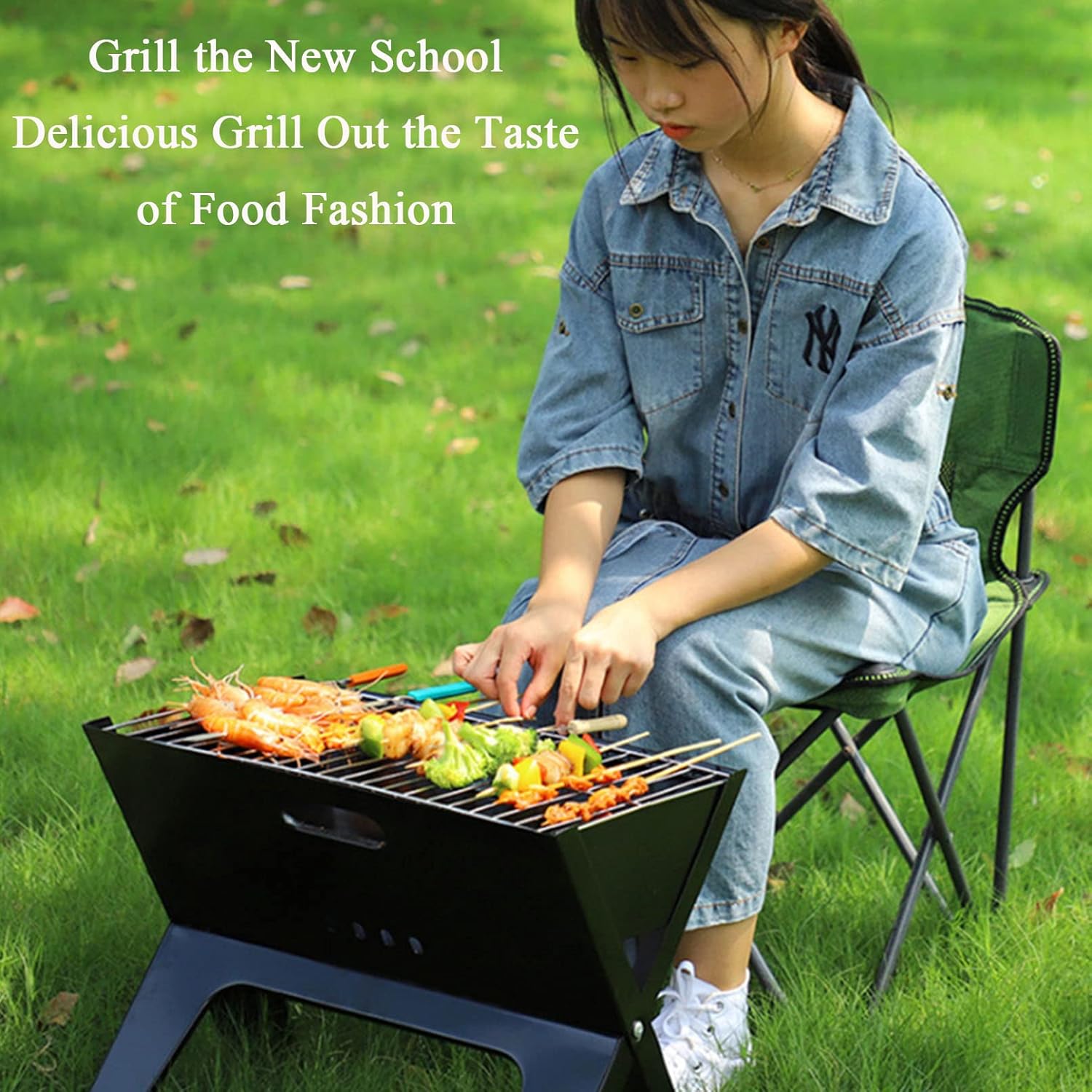 JATIBOSH Portable Charcoal Grill Cooking Foldable, Easy to Transport, Suitable for Outdoor Barbecue, Camping, Travel, Picnic, Garden, Backyard