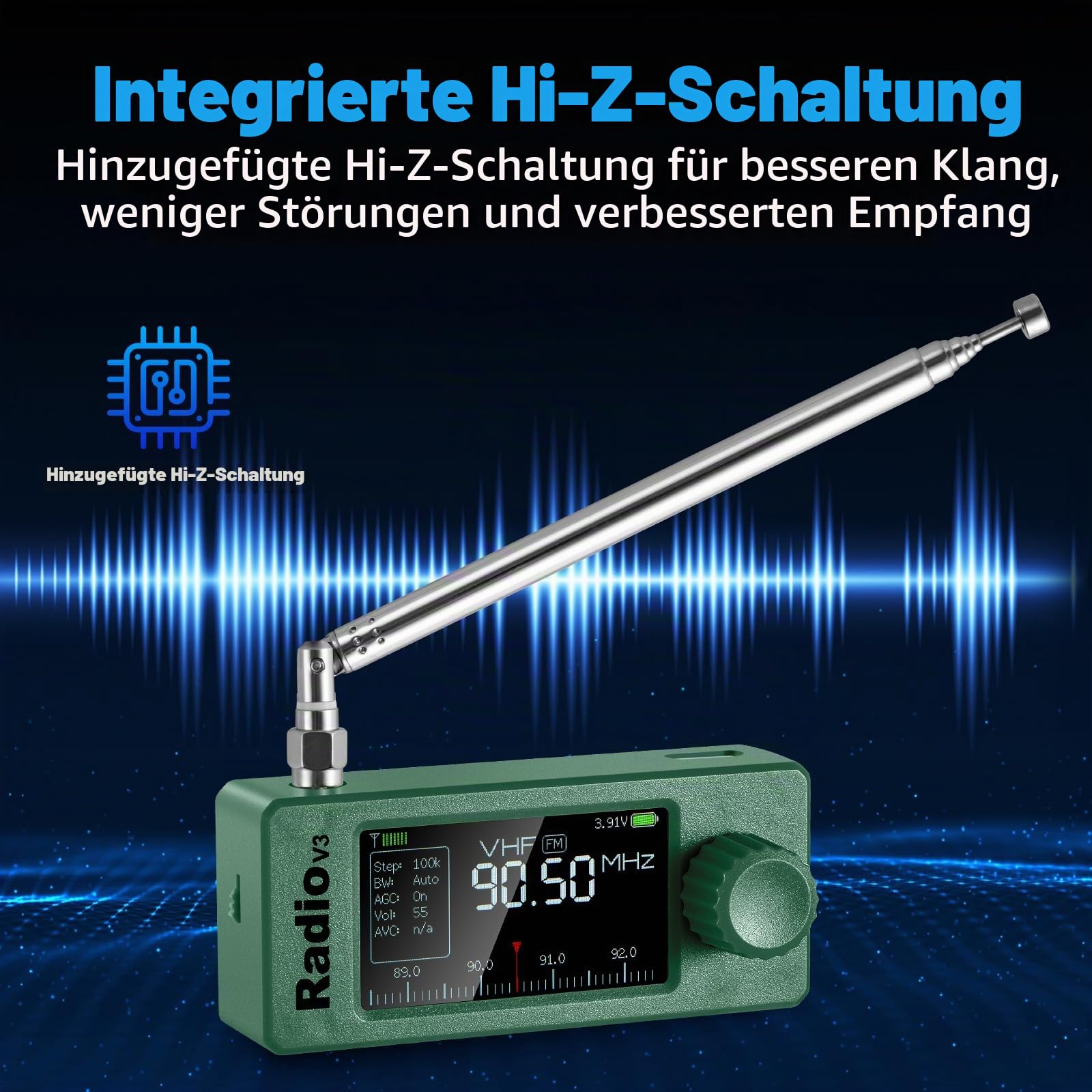 AURSINC SI4732 ATS Mini Radio V3 Taschenkurzwelleempfänger, Vollband HF SW MW VHF, tragbares AM FM LSB USB Transistorradio, mit 800-mAh-Akku für Outdoor-Abenteuer, Reisen und täglichen Gebrauch