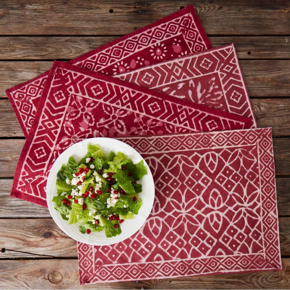 Block Print 19 x 14 Placemat Set (Indigo)