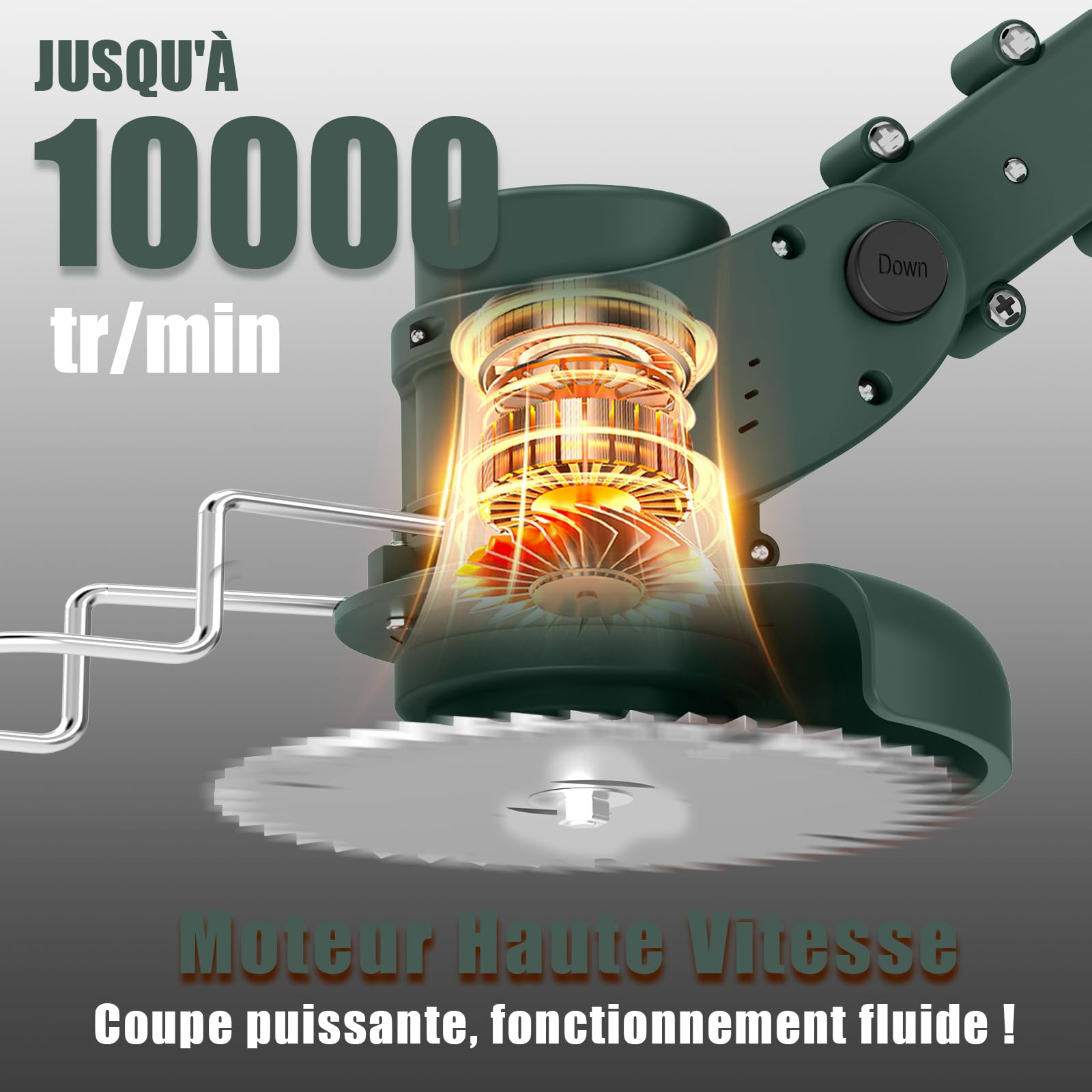 Coupe Bordure sans Fil avec Batterie Pliable 60cm, Debroussailleuse Electrique 2 Batterie 21V