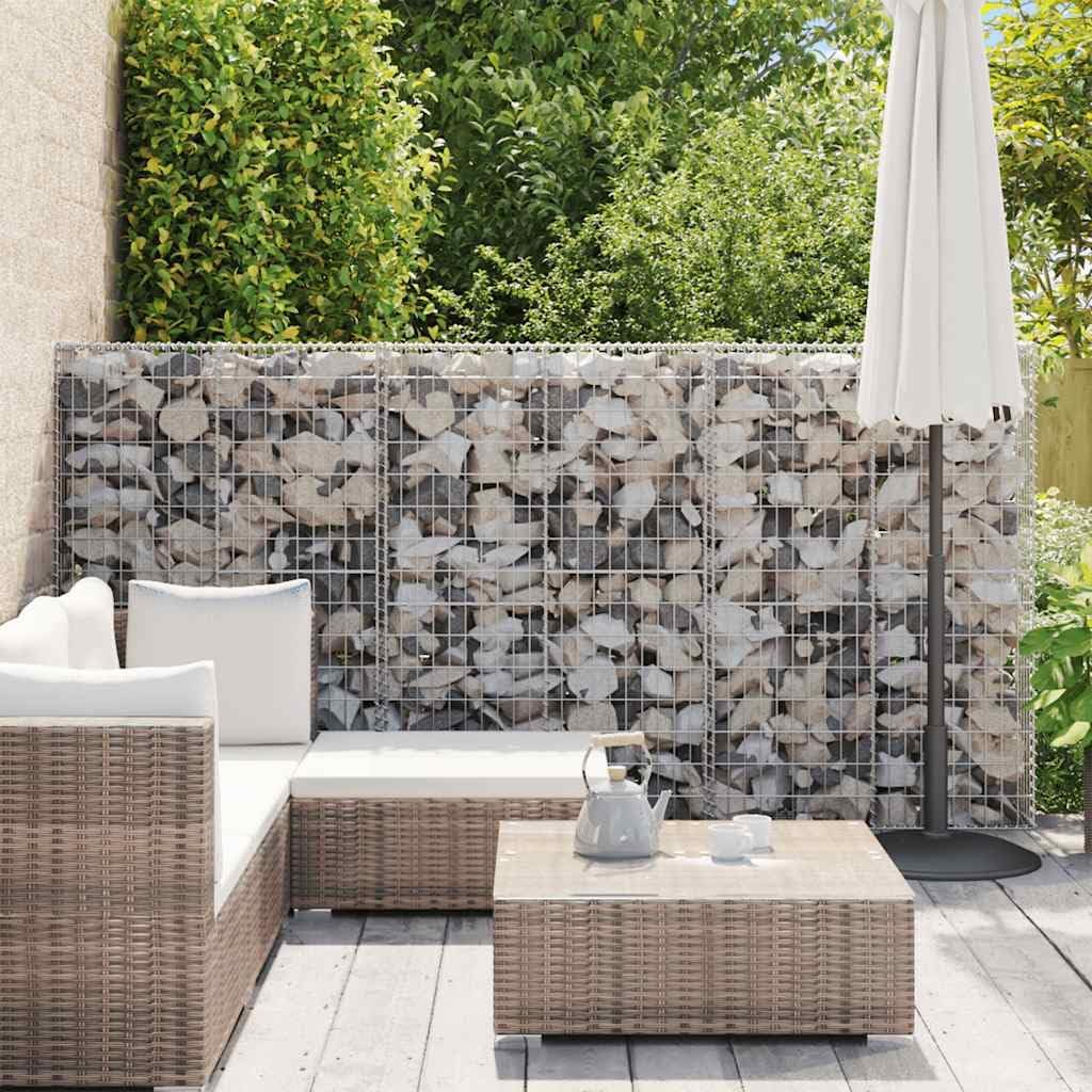 vidaXL Gabion Wall, Gabion Basket Post for Outdoor Garden Patio Privacy Protection, Gabion Wall with Covers, Rock-Stone Wall, Galvanized Steel